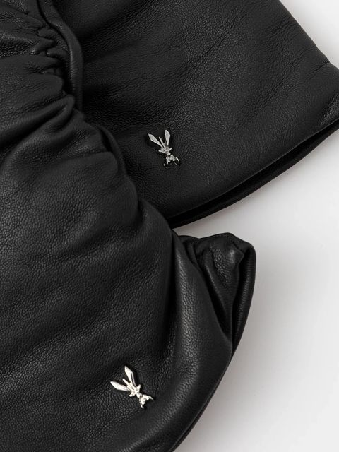 Patrizia Pepe rękawiczki skórzane damskie kolor czarny 2F0105 L034 - zdjęcie produktu nr 2