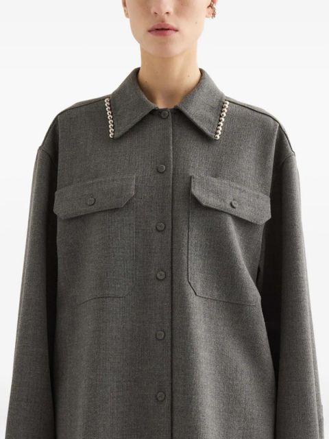 Jil Sander pearl-embellished button-up shirt - Grey