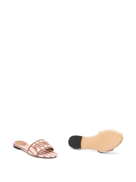 FENDI Sunshine striped logo-patch flat sandals - Multicolour