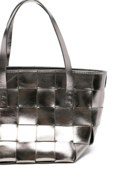 DRAGON DIFFUSION woven-leather tote bag - Silver