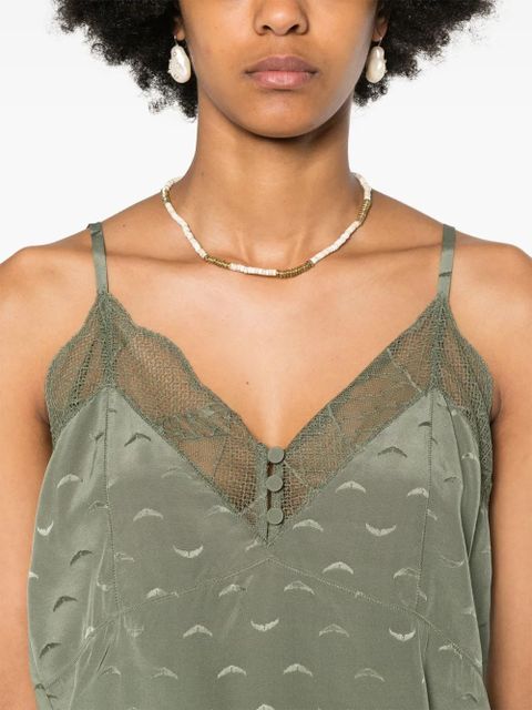 Zadig&Voltaire logo-jacquard silk top - Green
