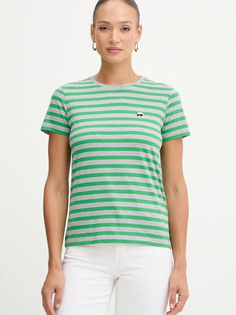 Karl Lagerfeld t-shirt bawełniany IKON damski kolor zielony B1W17037 - zdjęcie produktu nr 1