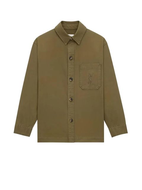 Saint Laurent Cassandre patch-pocket overshirt - Green - zdjęcie produktu nr 2