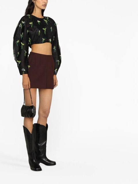 GANNI bead-embellished cropped blouse - Black - zdjęcie produktu nr 2