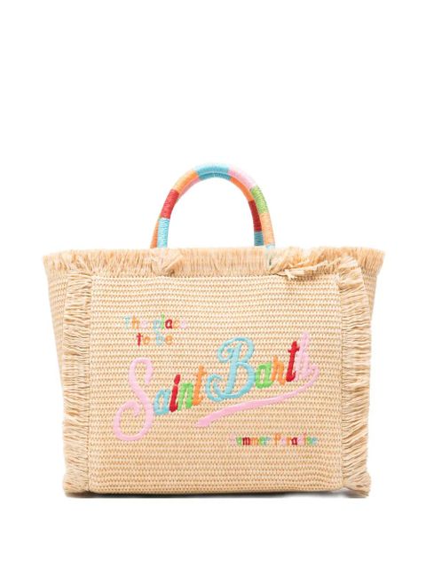MC2 Saint Barth embroidered-logo frayed tote bag - Neutrals - zdjęcie produktu nr 1