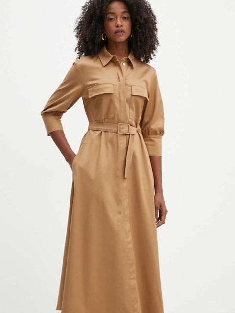 Marella sukienka kolor beżowy maxi rozkloszowana 2423226251200