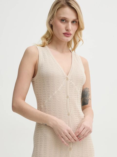 Filippa K sukienka bawełniana kolor beżowy maxi dopasowana 31090