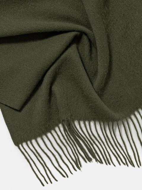 Answear.LAB szal wełniany damski kolor zielony gładki