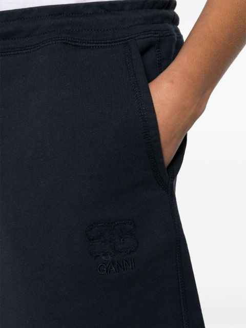 GANNI logo-embroidered track shorts - Blue