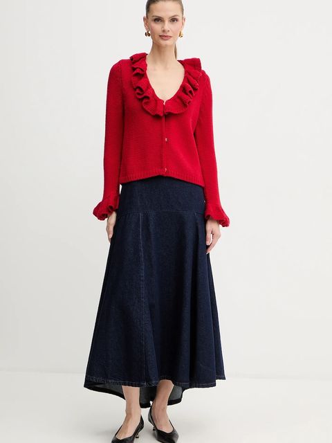 Luisa Spagnoli kardigan wełniany damski kolor czerwony ciepły 100274 - zdjęcie produktu nr 2