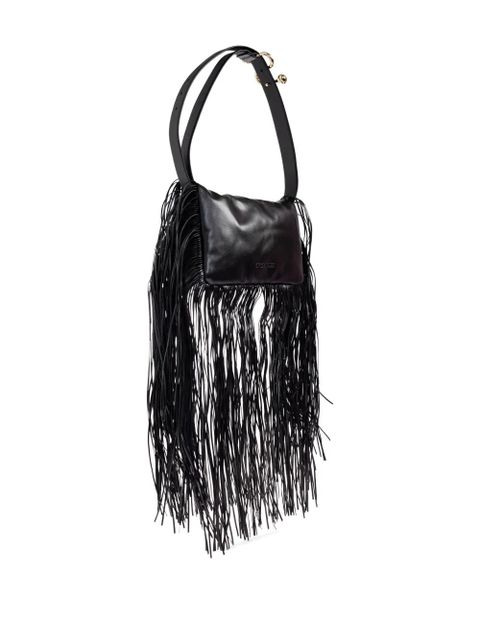 Sportmax fringed leather shoulder bag - Black