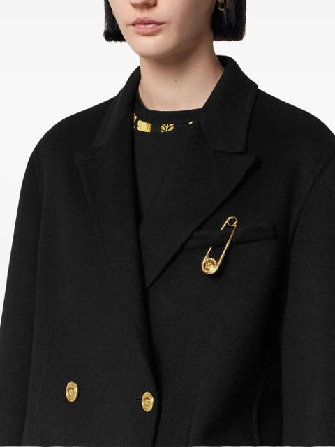 Versace safety-pin double-breasted coat - Black