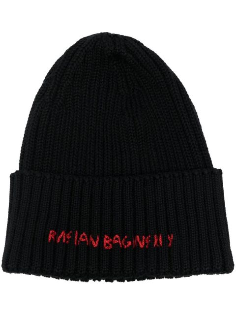 Ruslan Baginskiy embroidered-logo knitted beanie - Black - zdjęcie produktu nr 1