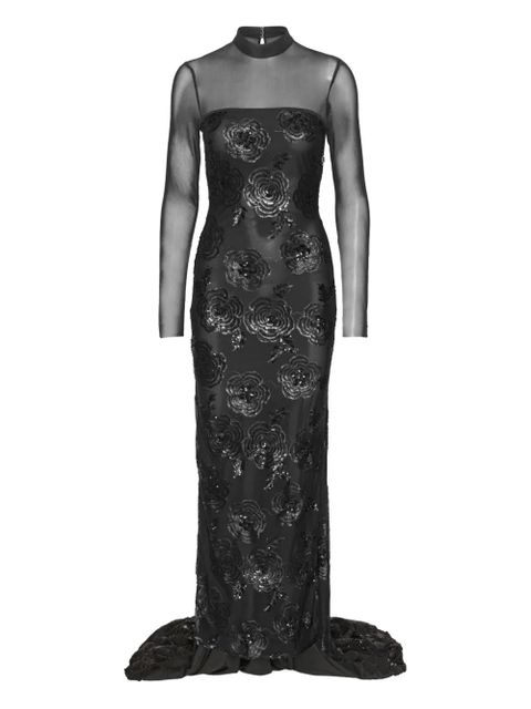 ROTATE BIRGER CHRISTENSEN sequin floral-embellishment maxi dress - Black - zdjęcie produktu nr 1