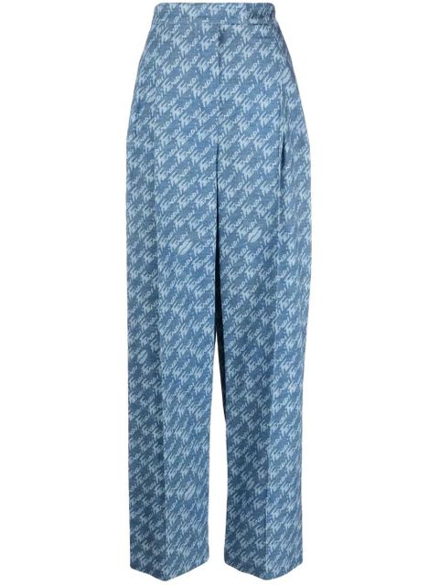 Fendi logo-print high-waisted trousers - Blue - zdjęcie produktu nr 1