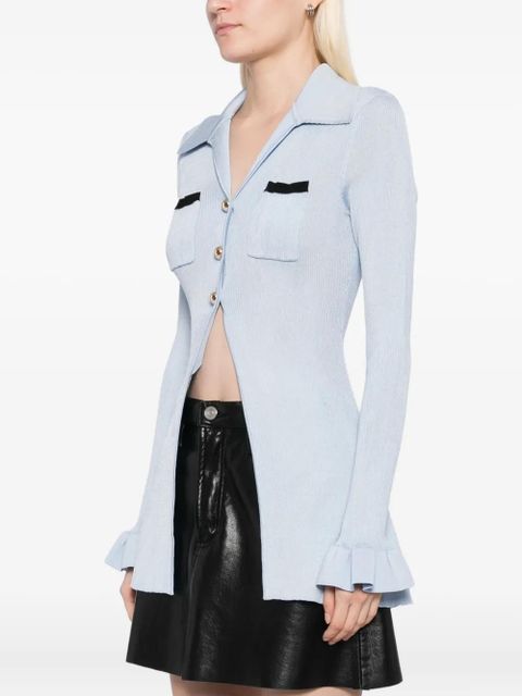 Self-Portrait ribbed knit longline top - Blue