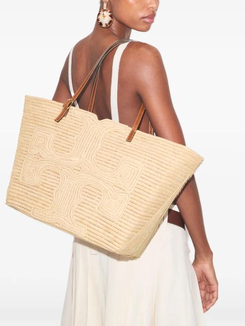 Tory Burch Ella structured straw tote bag - Neutrals