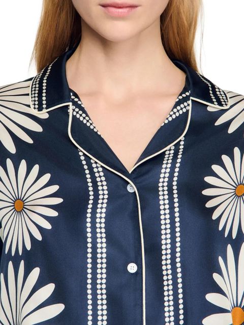 SANDRO floral-print silk shirt - Blue