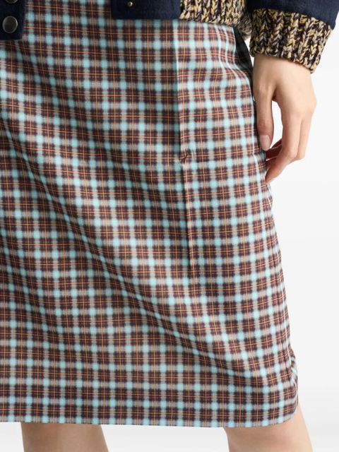 Prada check-print sheath skirt - Blue