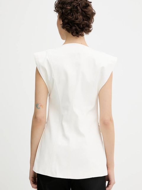 IRO kamizelka bawełniana kolor biały jednorzędowa WM07BESSY