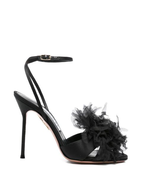Aquazzura Poème flower-embellishment sandals - Black - zdjęcie produktu nr 1