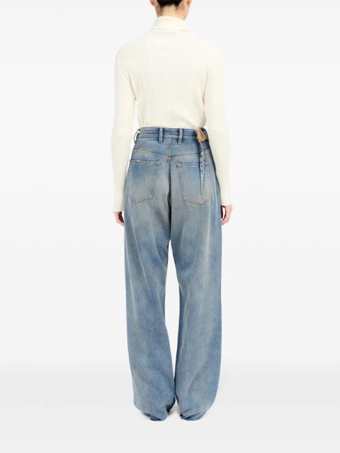 MM6 Maison Margiela pleated bootcut jeans - Blue