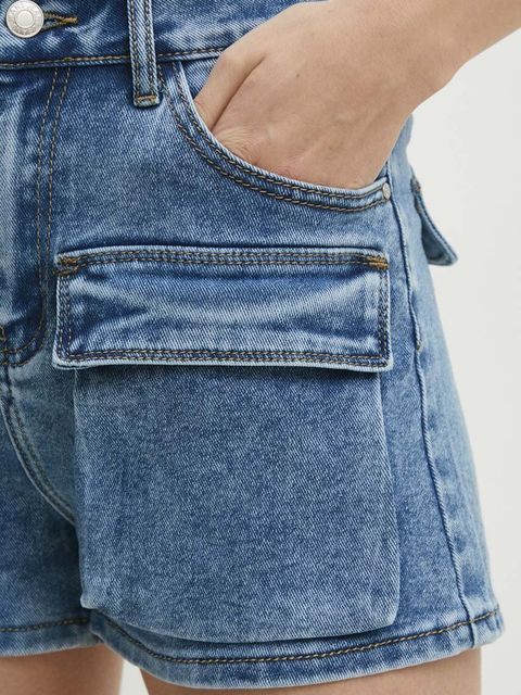 Answear.LAB szorty jeansowe damskie kolor niebieski gładkie high waist