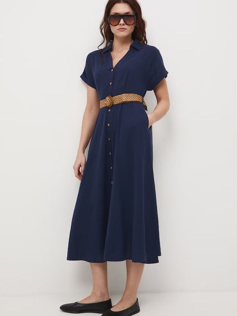 Medicine sukienka rozkloszowana z lnem - zdjęcie produktu nr 1