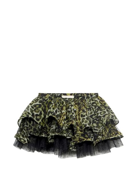 Blumarine ruffled animal-print mini skirt - Green - zdjęcie produktu nr 1