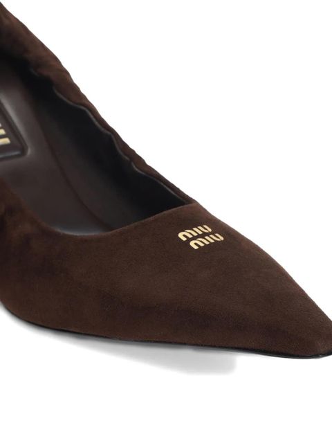 Miu Miu 55mm Ruches kitten-heel pointed-toe pumps - Brown