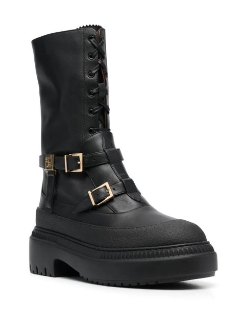 FENDI Delfina leather biker boots - Black