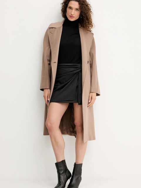 Weekend Max Mara płaszcz wełniany RESINA damski kolor brązowy przejściowy oversize 2525016031600 - zdjęcie produktu nr 2