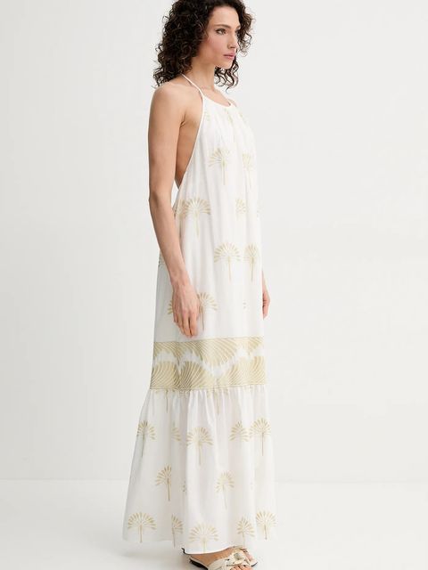 Simona Corsellini sukienka kolor beżowy maxi rozkloszowana P25CPAB026 - zdjęcie produktu nr 1