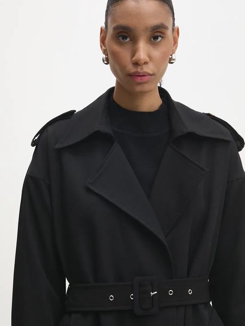 Answear Lab płaszcz damski kolor czarny przejściowy oversize