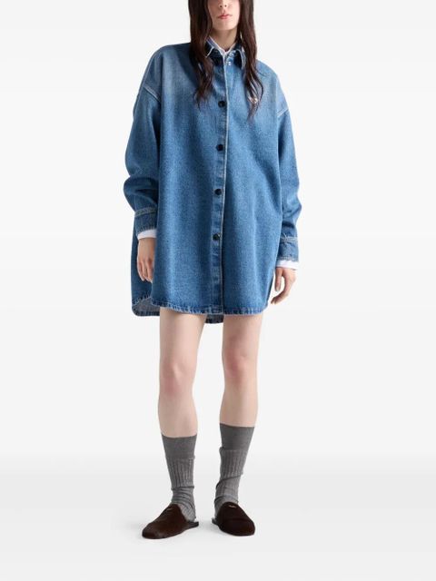 Prada triangle-logo denim shirt - Blue - zdjęcie produktu nr 2