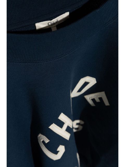 Chloé mock-neck logo-patch sweatshirt - Blue