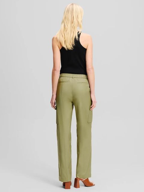 Karl Lagerfeld spodnie damskie kolor zielony proste medium waist A2W10028 - zdjęcie produktu nr 2