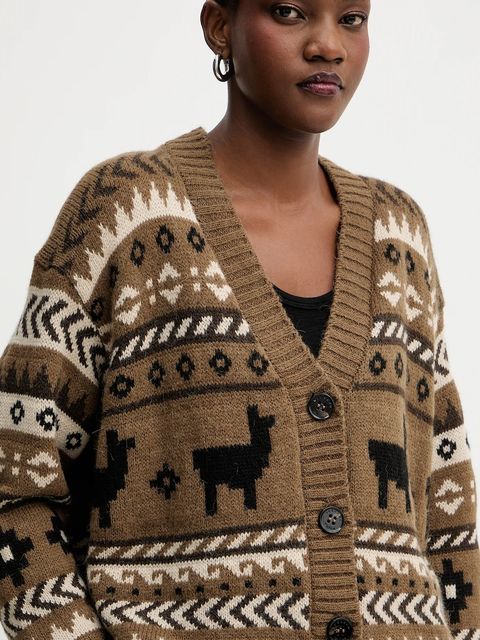 Weekend Max Mara kardigan z wełną OVATTA damski kolor brązowy 2525346092600