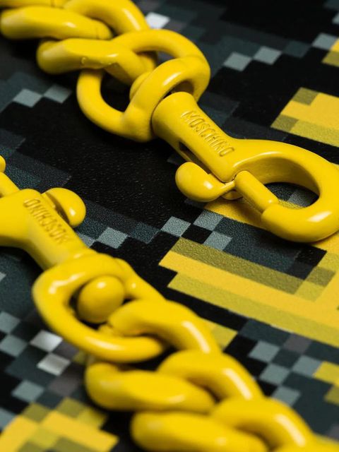 Moschino blurred logo print shoulder bag - Black