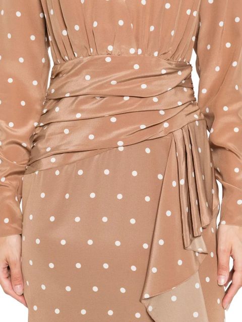 Alessandra Rich polka dot-print midi dress - Brown