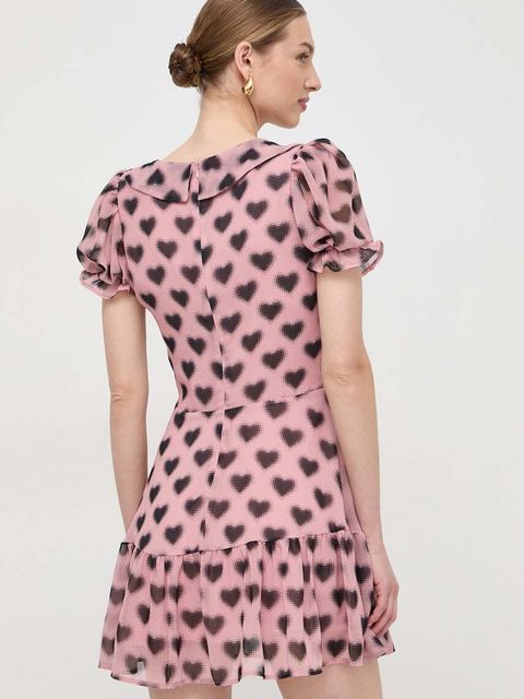 Silvian Heach sukienka kolor różowy mini rozkloszowana