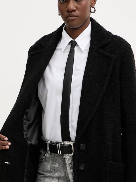 Pinko płaszcz z dodatkiem wełny kolor czarny 105695 A2UB