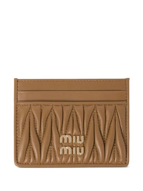 Miu Miu matelassé-motif leather card holder - Brown - zdjęcie produktu nr 1