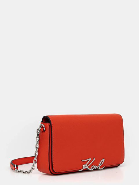 Karl Lagerfeld torebka skórzana K/SIGNATURE kolor pomarańczowy B1W32037