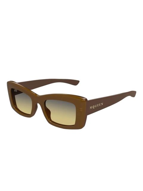 Alexander McQueen rectangle-frame sunglasses - Brown