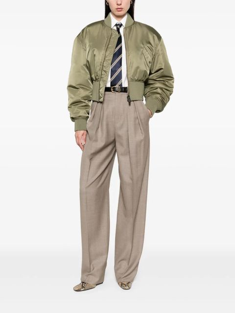 Saint Laurent cropped bomber jacket - Green - zdjęcie produktu nr 2