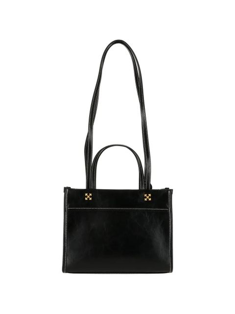 Off-White logo-plaque Zip Tie tote bag - Black