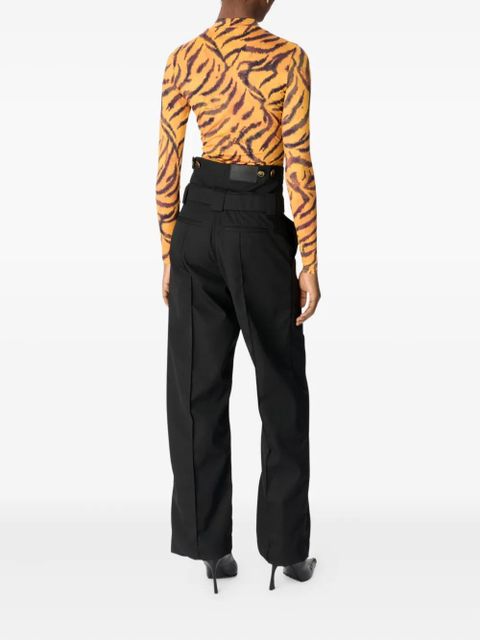 Marine Serre tiger-print turtleneck top - Orange