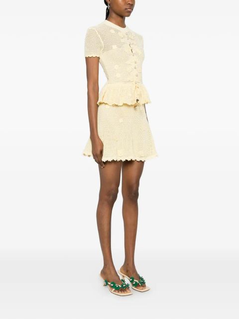Self-Portrait floral crochet mini dress - Yellow