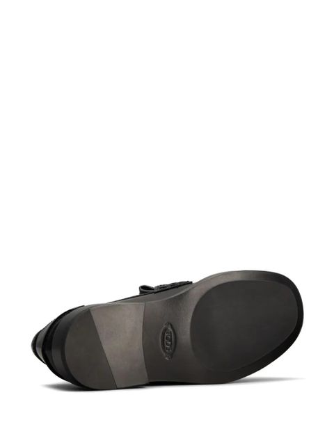 Tod's logo-plaque leather loafers - Black